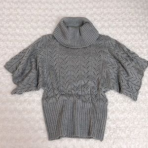 Forever 21 Sweater Wool Blend Knit Turtleneck Short Dolman Sleeves
